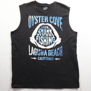 Oyster Cove Shirt Mens L Black Laguna Beach Shark Fishing Sleeveless Tank Top